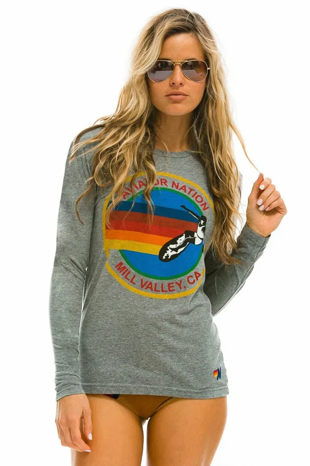 Men SIGNATURE MILL VALLEY LONG SLEEVE TEE 8211 HEATHER GREY Aviator Nation Tees
