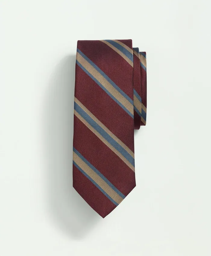 Men Silk Bb2 Rep Striped Tie Burgundy Multi Brooks Brothers Ties and Pocket Squares