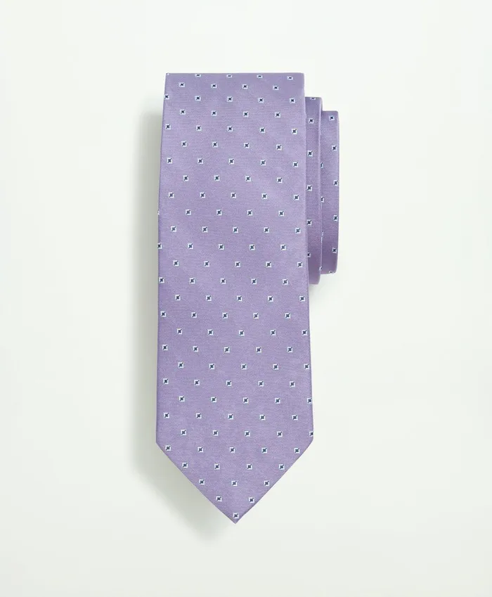 Men Silk Diamond Pattern Tie Purple Brooks Brothers Ties and Pocket Squares
