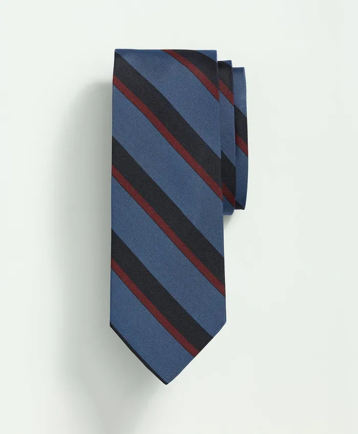 Men Silk Sidewheeler Striped Tie Blue Multi Brooks Brothers Ties and Pocket Squares