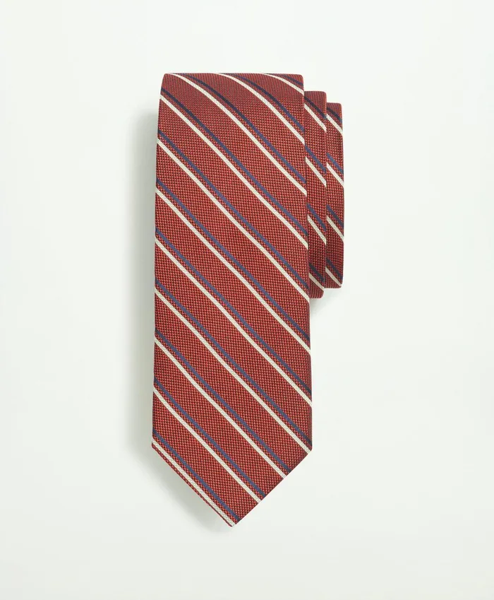 Men Silk Striped Tie Red Brooks Brothers Ties and Pocket Squares