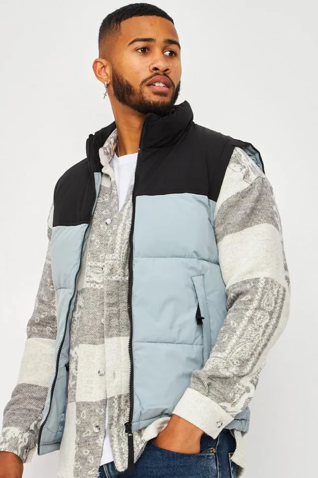Men Sleeveless Padded Jacket In Black And Grey Grey Brentiny Paris Parkas And Down Jackets