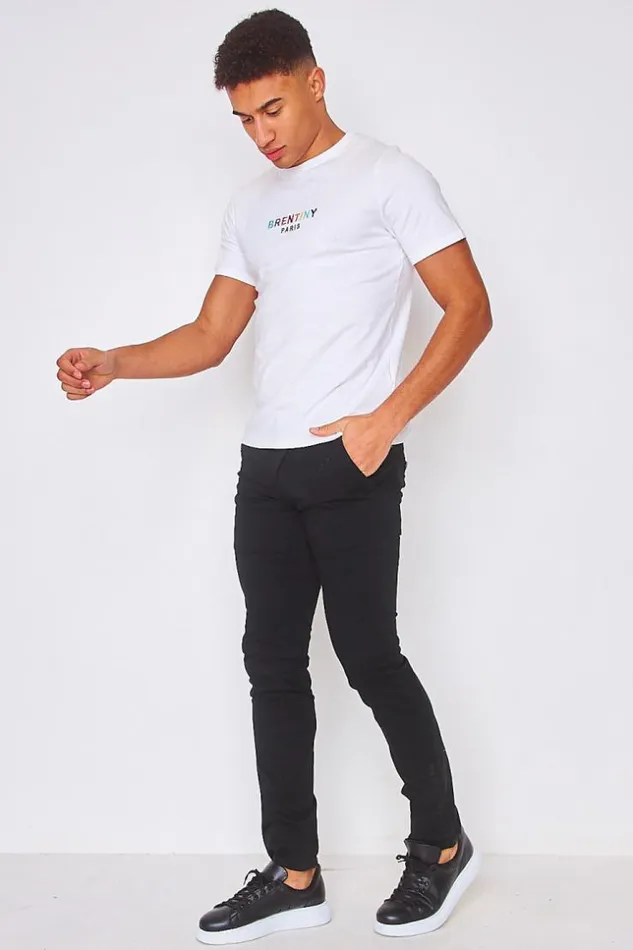 Men Slim Fit Chino Trousers In Black Black Brentiny Paris Pants