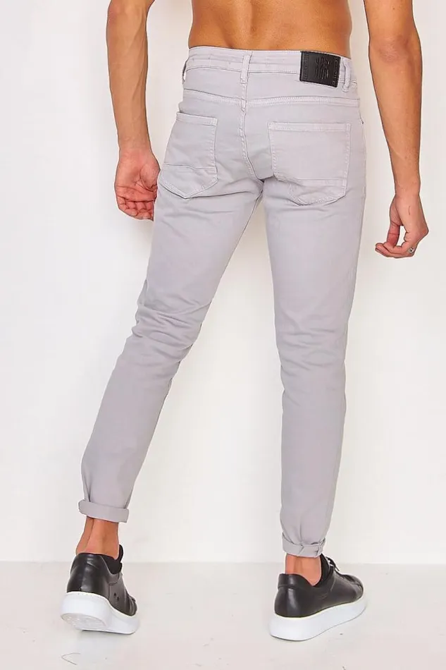Men Slim Jean In Plain Grey Grey Brentiny Paris Jeans