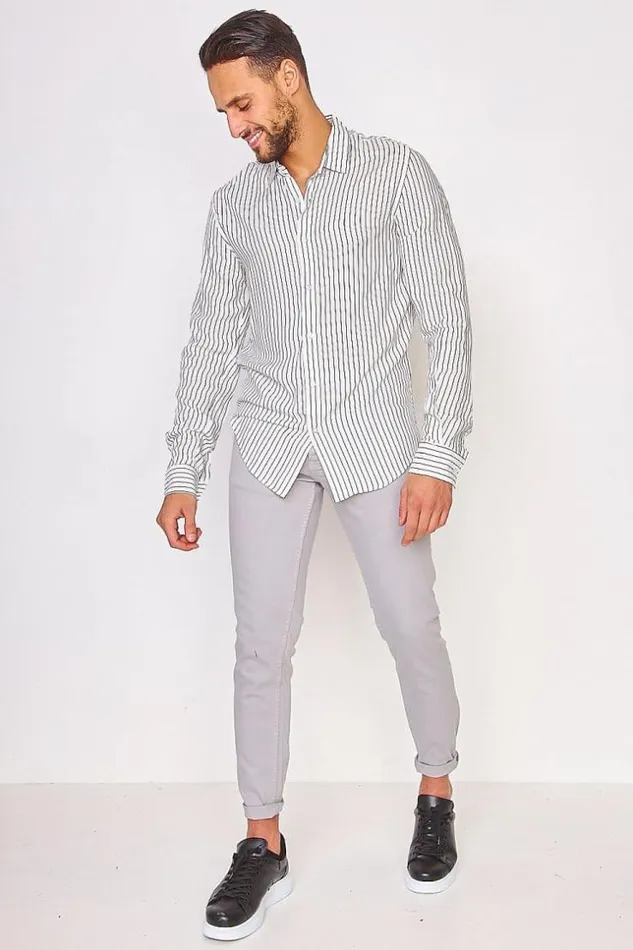 Men Slim Jean In Plain Grey Grey Brentiny Paris Jeans