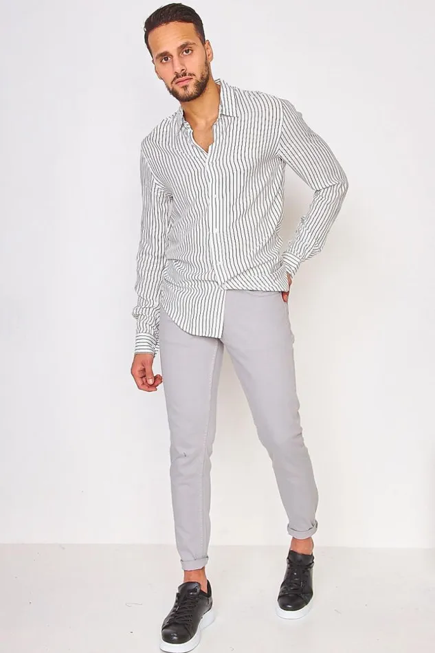 Men Slim Jean In Plain Grey Grey Brentiny Paris Jeans