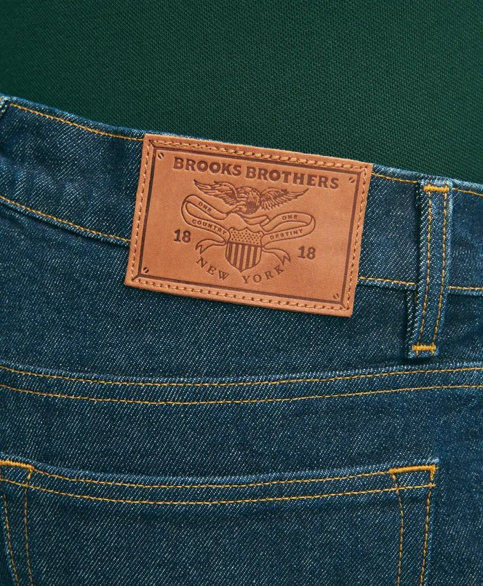 Men Straight Fit Denim Jeans Dark Blue Brooks Brothers Chinos and Casual Pants