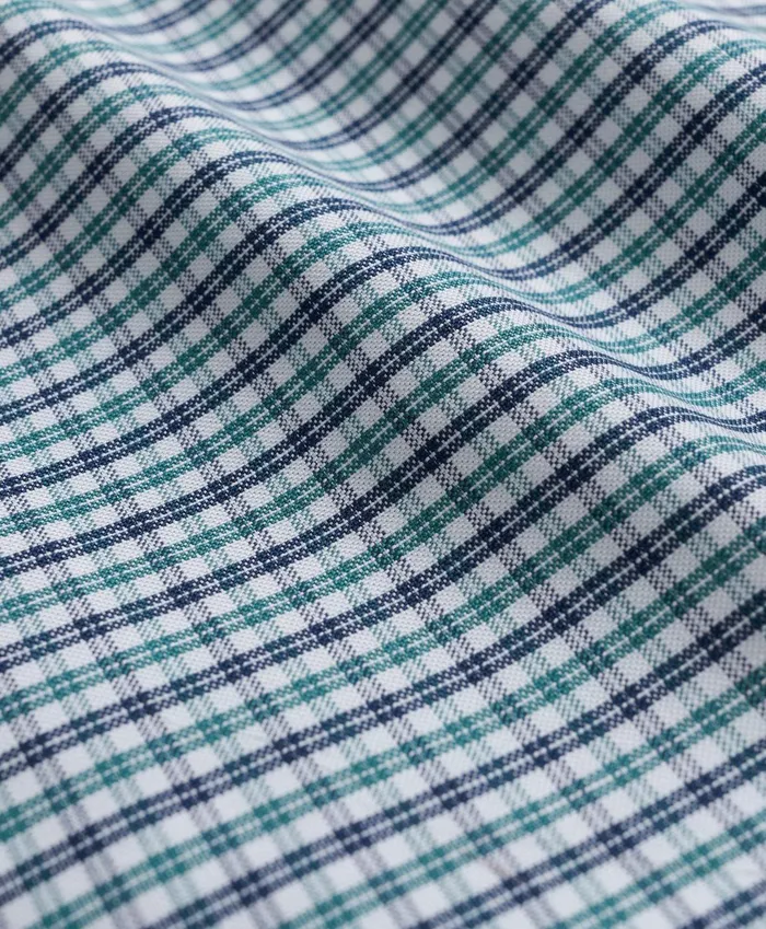 Men Stretch Cotton NonIron Oxford Polo ButtonDown Collar MiniGraph Checked Shirt Green Brooks Brothers Sport Shirts