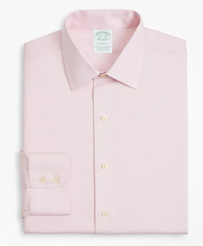 Men Stretch Milano SlimFit Dress Shirt NonIron Twill Ainsley Collar Pink Brooks Brothers Dress Shirts Men Stretch Milano SlimFit Dress Shirt NonIron Twill Ainsley Collar Pink Brooks Brothers Dress Shirts