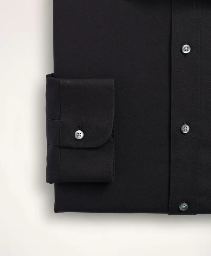 Men Stretch Supima Cotton NonIron Pinpoint Oxford Ainsley Collar Dress Shirt Black Brooks Brothers Dress Shirts