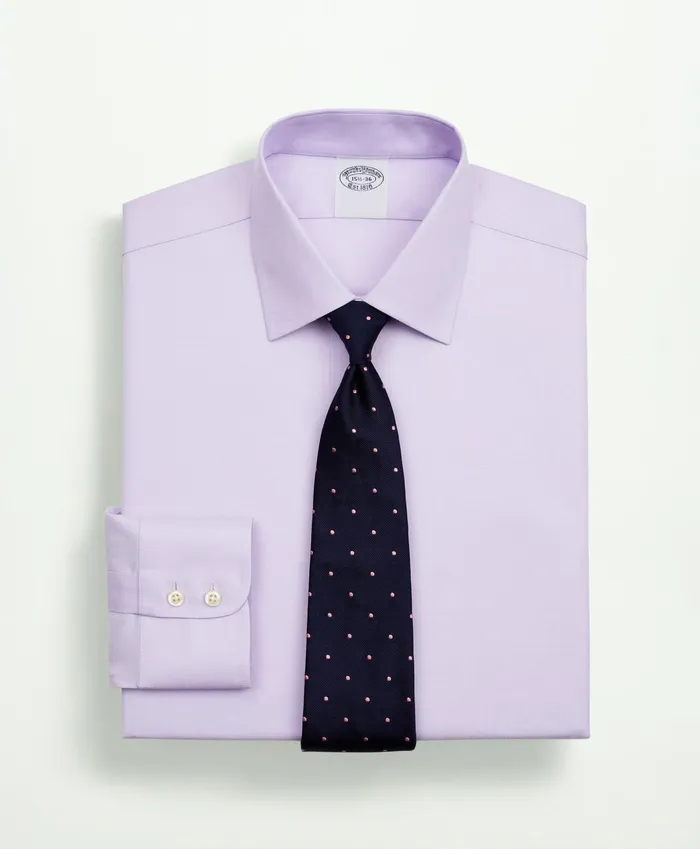 Men Stretch Supima Cotton NonIron Twill Ainsley Collar Dress Shirt Lavender Brooks Brothers Dress Shirts