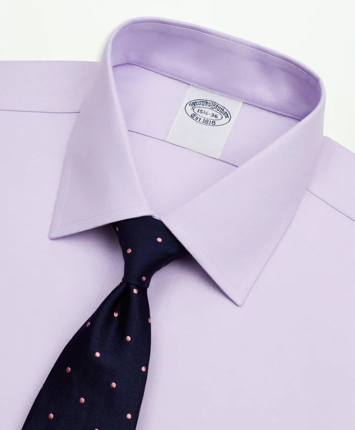 Men Stretch Supima Cotton NonIron Twill Ainsley Collar Dress Shirt Lavender Brooks Brothers Dress Shirts