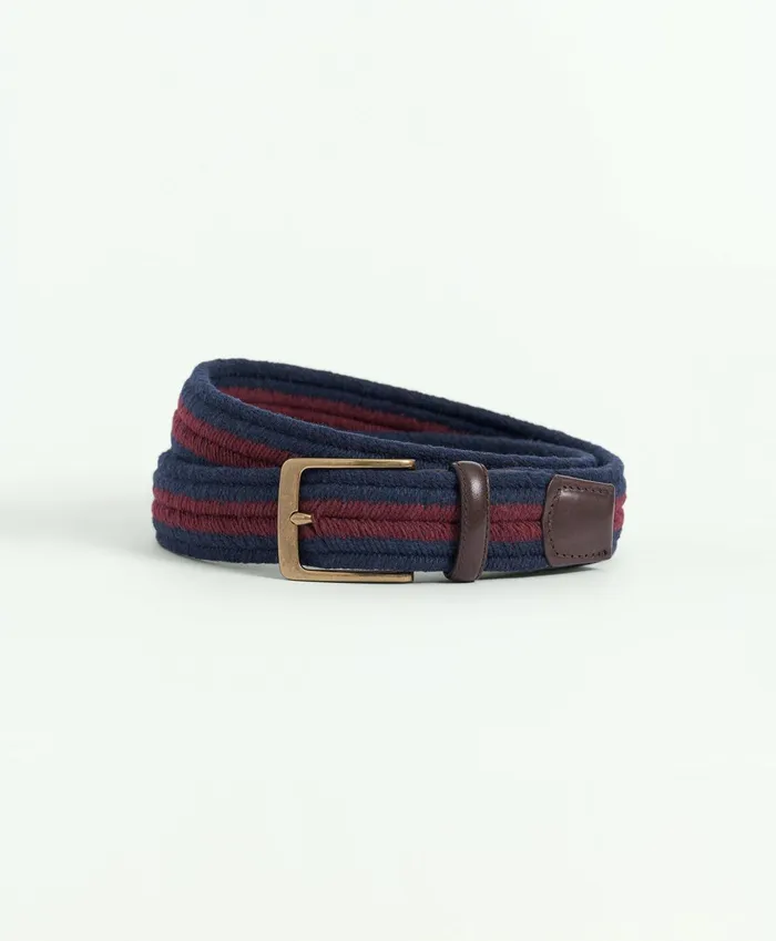 Men Stripe Stretch Casual Belt Red Brooks Brothers Belts