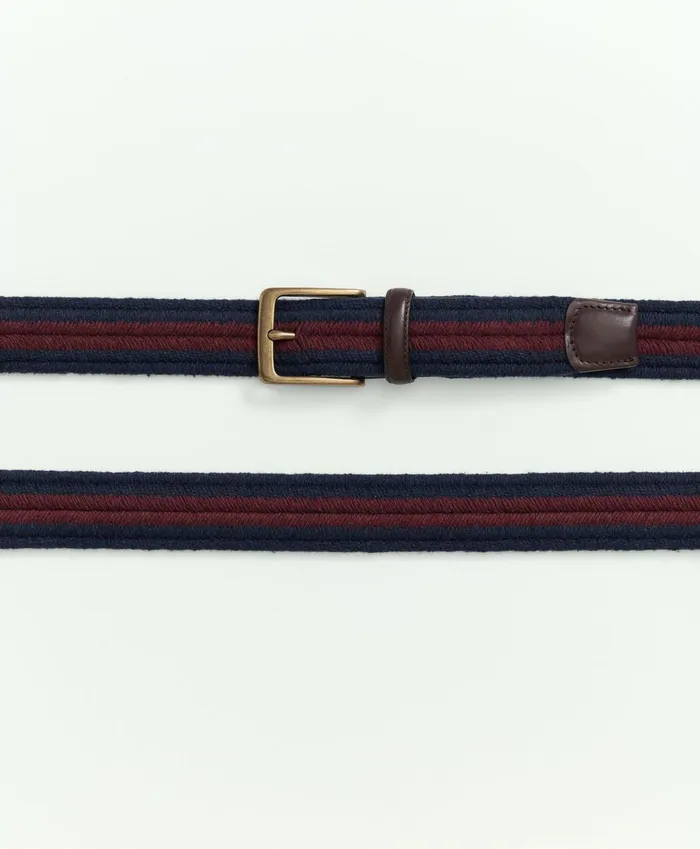 Men Stripe Stretch Casual Belt Red Brooks Brothers Belts
