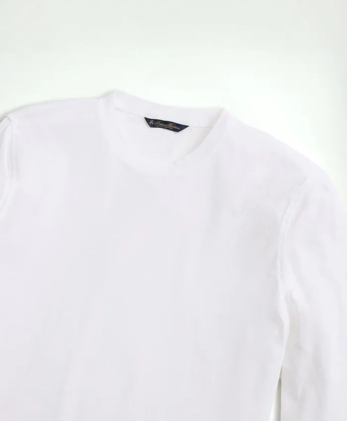 Men Supima Cotton LongSleeve Logo TShirt White Brooks Brothers TShirts and Sweats