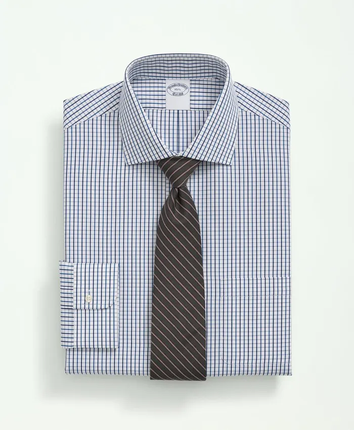 Men Supima Cotton Poplin English Collar Tattersall Dress Shirt Blue Brooks Brothers Dress Shirts Men Supima Cotton Poplin English Collar Tattersall Dress Shirt Blue Brooks Brothers Dress Shirts