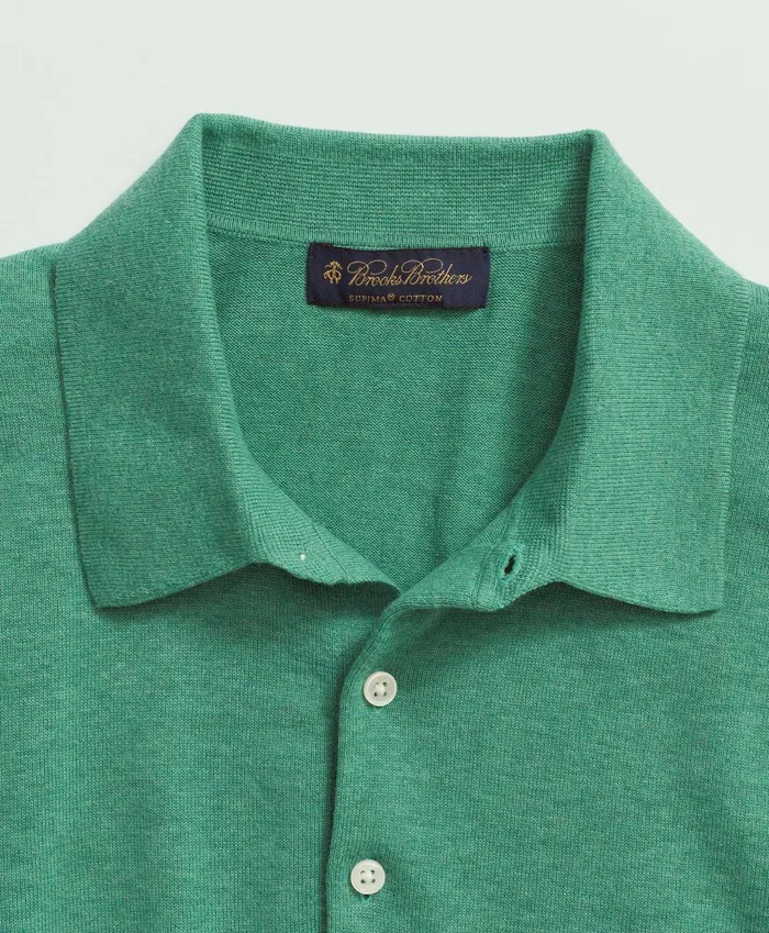 Men Supima Cotton ShortSleeve Polo Sweater Green Brooks Brothers Sweaters