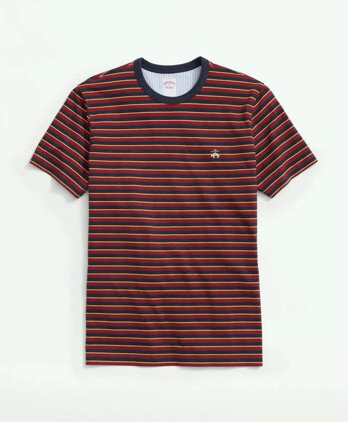 Men Supima Cotton Striped TShirt Red Multi Brooks Brothers TShirts and Sweats