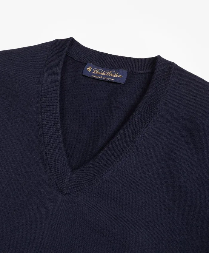 Men Supima Cotton Sweater Vest Navy Brooks Brothers Sweaters