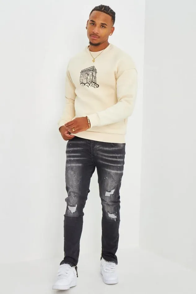 Men Sweat Beige 034Arc De Triomphe 034 Beige Brentiny Paris Sweatshirts and Pullovers Men Sweat Beige 034Arc De Triomphe 034 Beige Brentiny Paris Sweatshirts and Pullovers