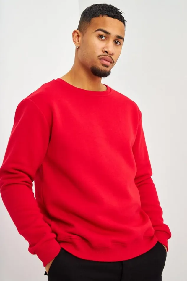 Men Sweat Rouge Col Rond Red Brentiny Paris Sweatshirts and Pullovers