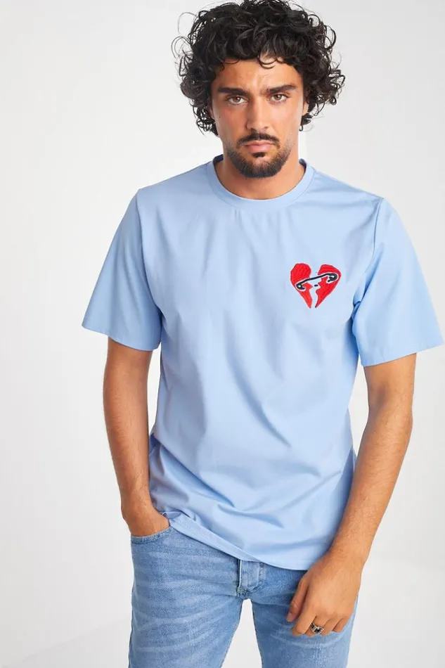 Men TShirt Bleu Coeur Bris Blue Brentiny Paris TShirts