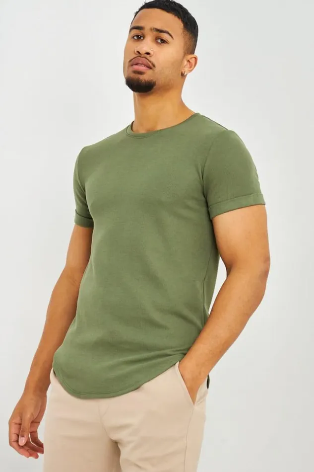Men TShirt Ctel Kaki Manches Courtes Revers Khaki Brentiny Paris TShirts