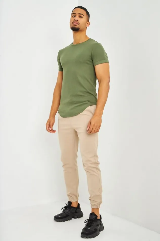 Men TShirt Ctel Kaki Manches Courtes Revers Khaki Brentiny Paris TShirts