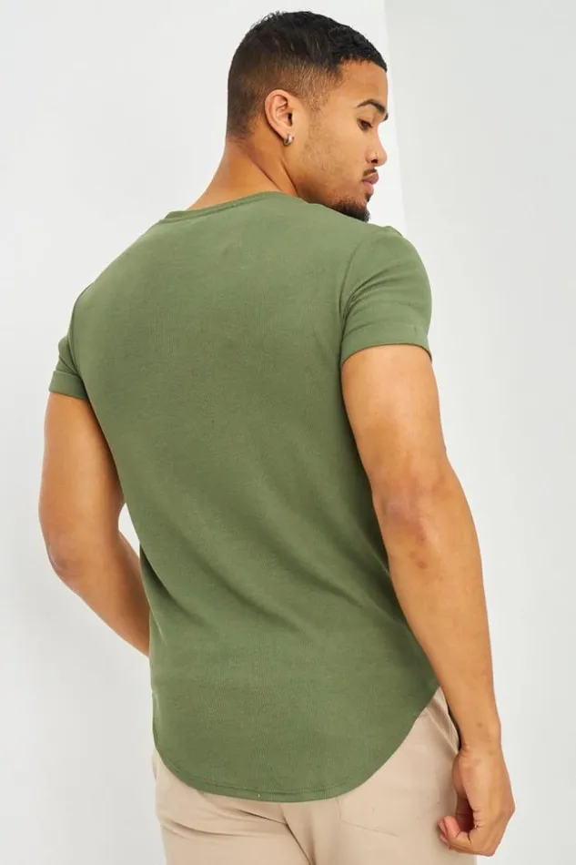 Men TShirt Ctel Kaki Manches Courtes Revers Khaki Brentiny Paris TShirts