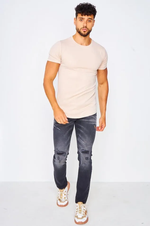 Men TShirt In Plain Beige Beige Brentiny Paris TShirts