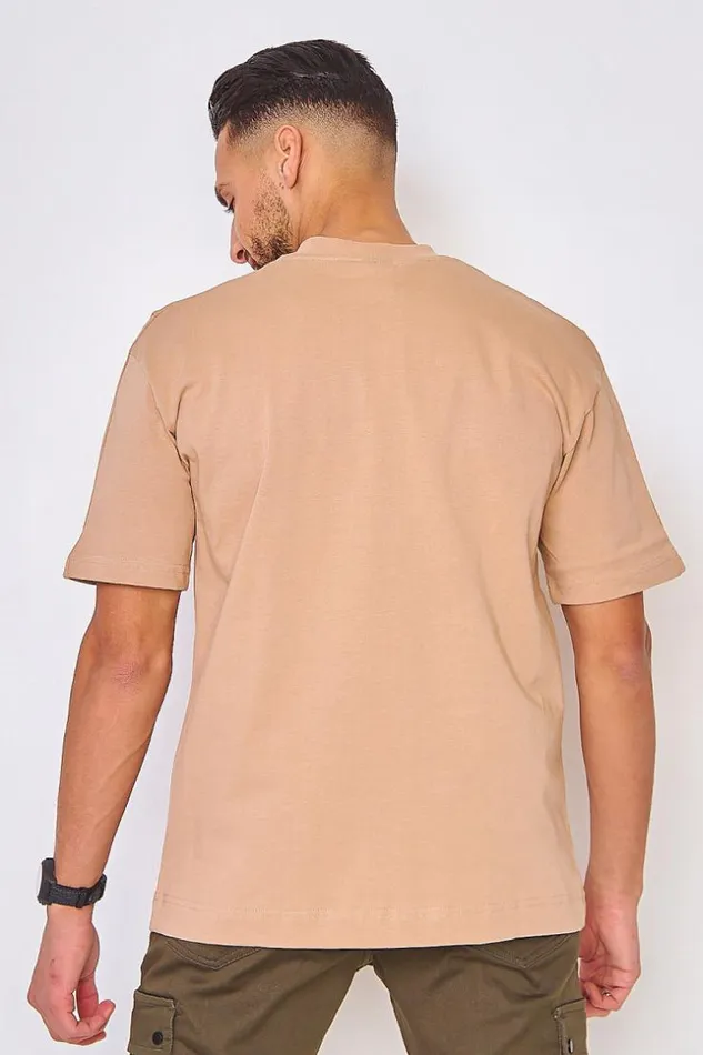 Men TShirt In Plain Beige Beige Brentiny Paris TShirts