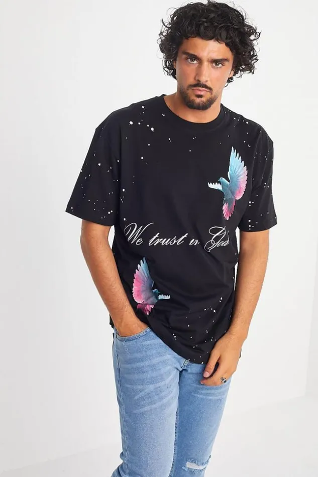 Men TShirt Noir 034We Trust In God 034 Black Brentiny Paris TShirts