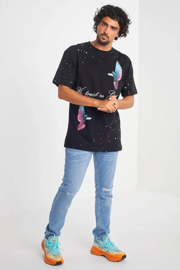 Men TShirt Noir 034We Trust In God 034 Black Brentiny Paris TShirts