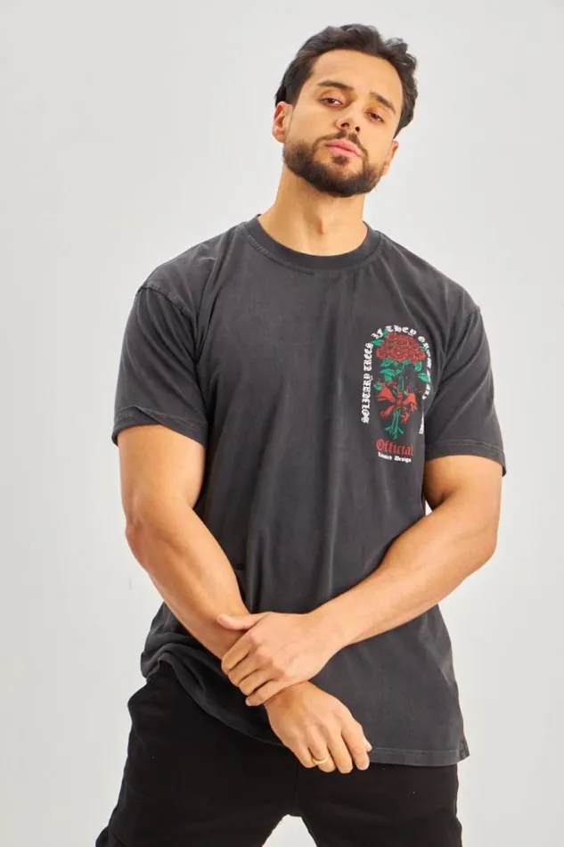 Men TShirt Noir Bouquet De Roses Rouges Black Brentiny Paris TShirts