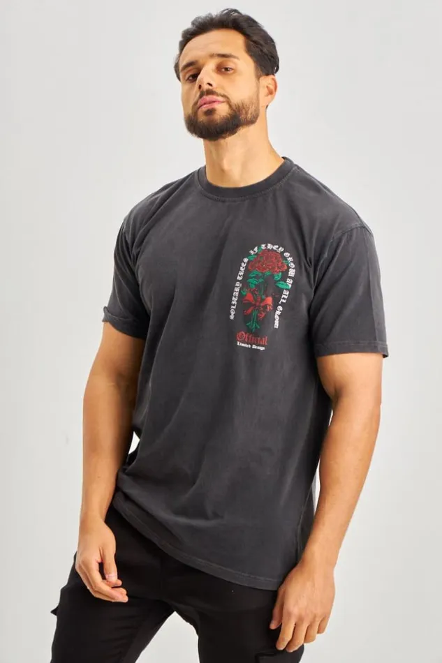 Men TShirt Noir Bouquet De Roses Rouges Black Brentiny Paris TShirts