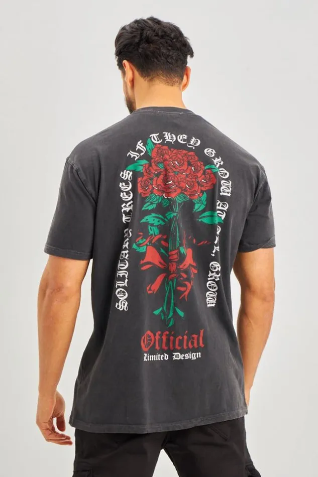 Men TShirt Noir Bouquet De Roses Rouges Black Brentiny Paris TShirts