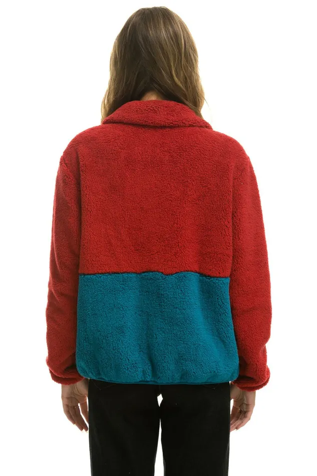 Men TEDDY UNISEX HALF ZIP COLOR BLOCK JACKET 8211 CHERRY Aviator Nation Outerwear