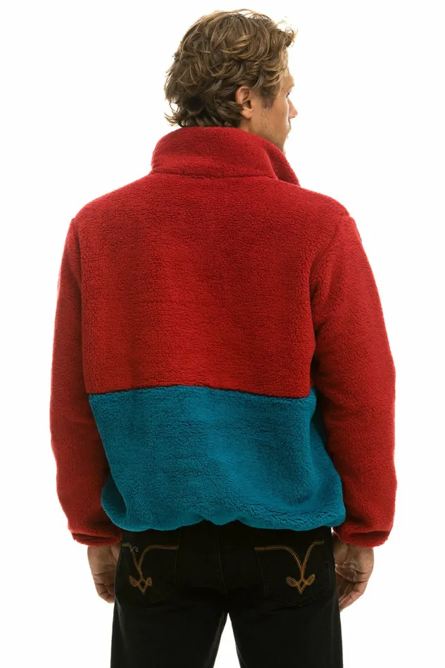 Men TEDDY UNISEX HALF ZIP COLOR BLOCK JACKET 8211 CHERRY Aviator Nation Outerwear