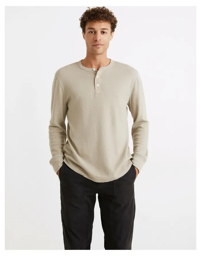 Men Thermal Henley Tee Pale Fatigue Madewell Tees