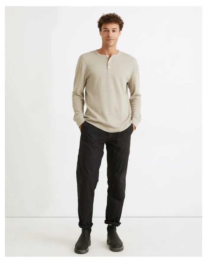 Men Thermal Henley Tee Pale Fatigue Madewell Tees Men Thermal Henley Tee Pale Fatigue Madewell Tees