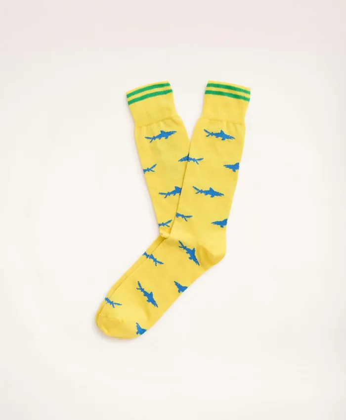 Men Tipped Shark Crew Socks Yellowblue Brooks Brothers Sock