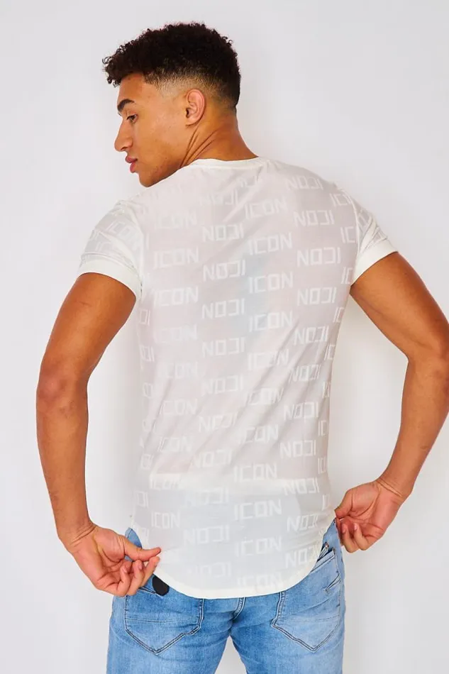 Men ToneOnTone Icon Print TShirt In Beige Beige Brentiny Paris TShirts