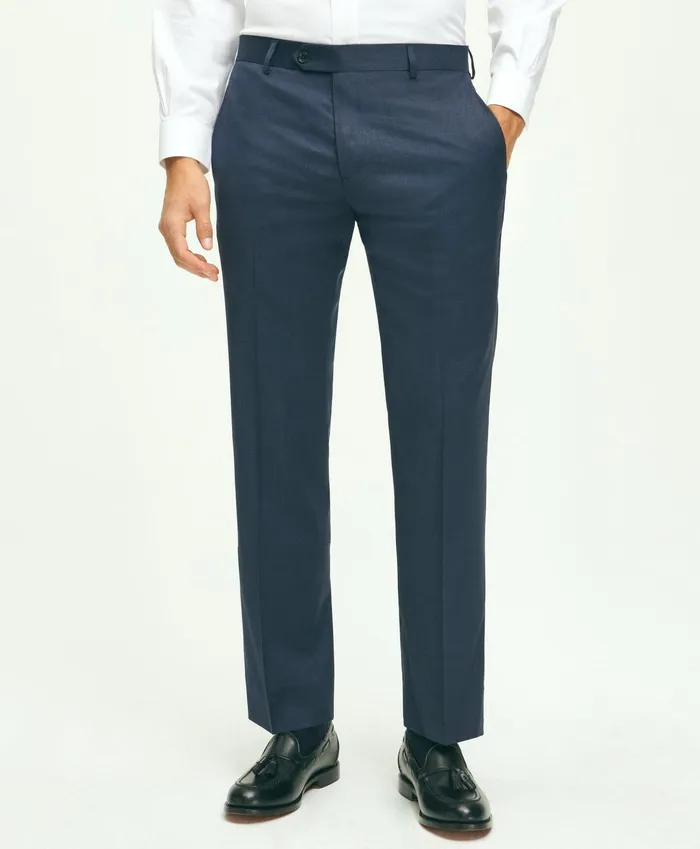 Men Traditional Fit Wool 1818 Dress Pants Blue Brooks Brothers Dress Pants