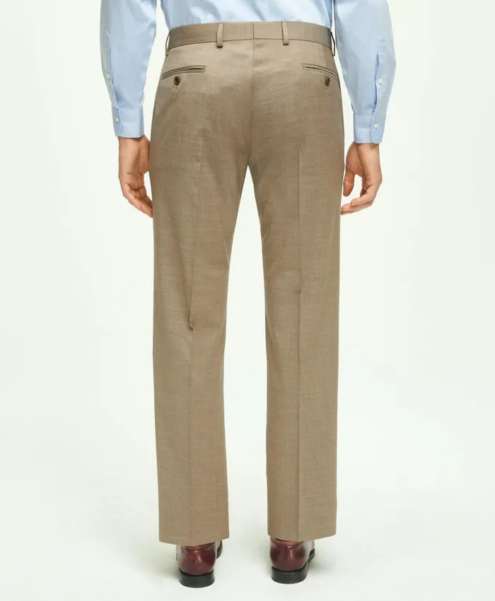 Men Traditional Fit Wool 1818 Dress Pants Tan Brooks Brothers Dress Pants