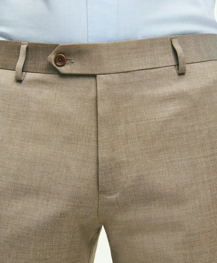 Men Traditional Fit Wool 1818 Dress Pants Tan Brooks Brothers Dress Pants
