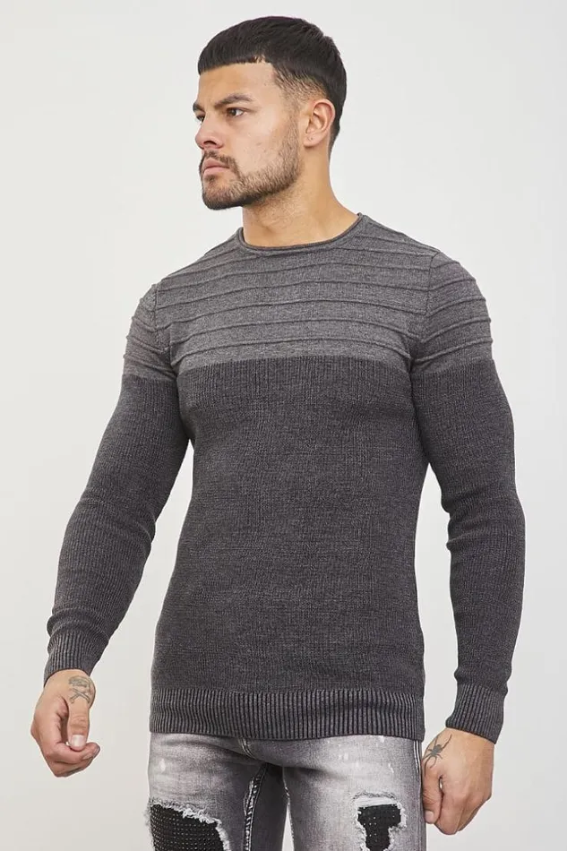 Men Two Tone Gray Jumper Grey Brentiny Paris Sweatshirts and Pullovers