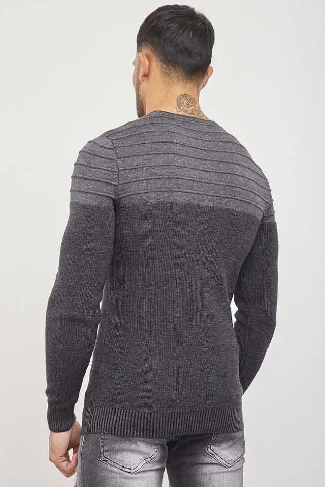 Men Two Tone Gray Jumper Grey Brentiny Paris Sweatshirts and Pullovers