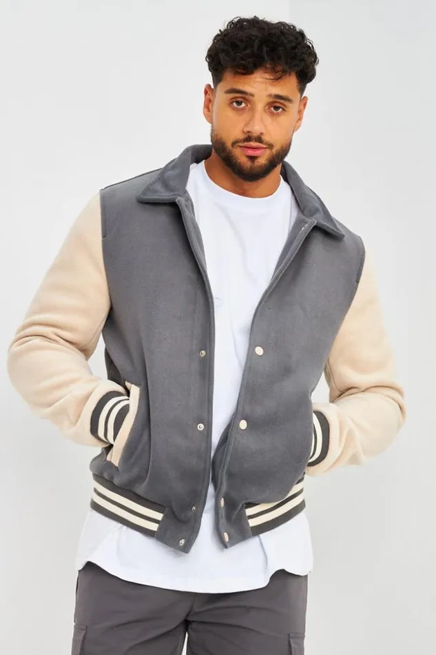 Men Veste Bicolore En Sudine GrisBeige Grey Brentiny Paris Jackets