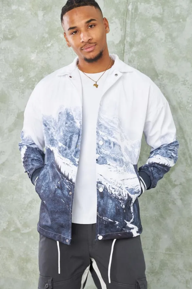 Men Veste Blanche Paysage De Montagne White Brentiny Paris Jackets