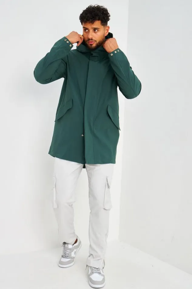 Men Veste MiLongue Verte Capuche Green Brentiny Paris Parkas And Down Jackets